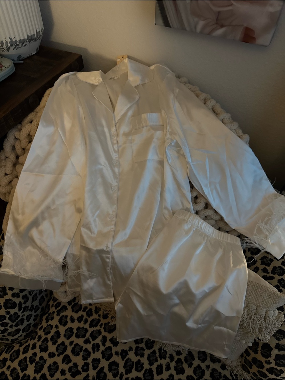 Silk PJs with feathers